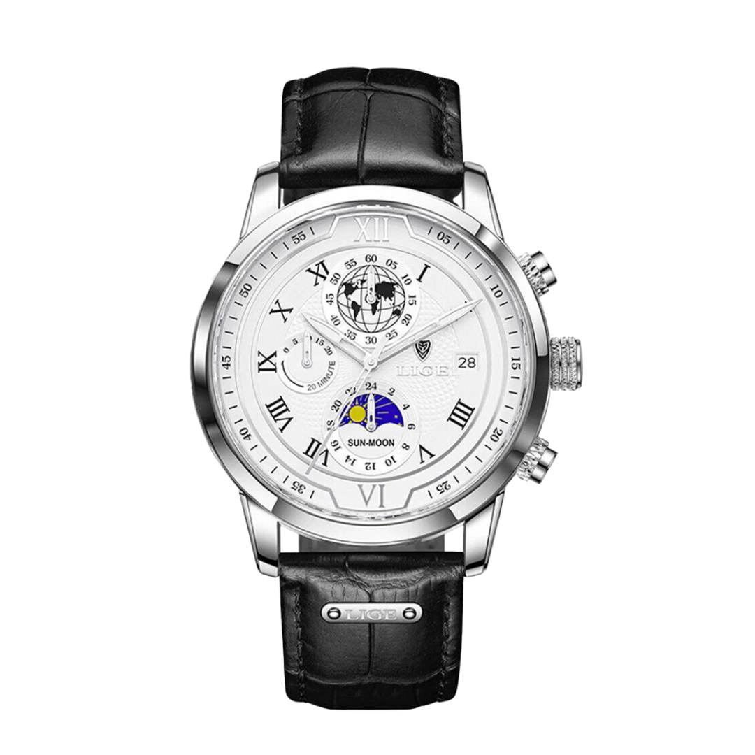 Liam™ | Celestial World-Time Leather Watch