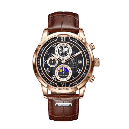 Liam™ | Celestial World-Time Leather Watch